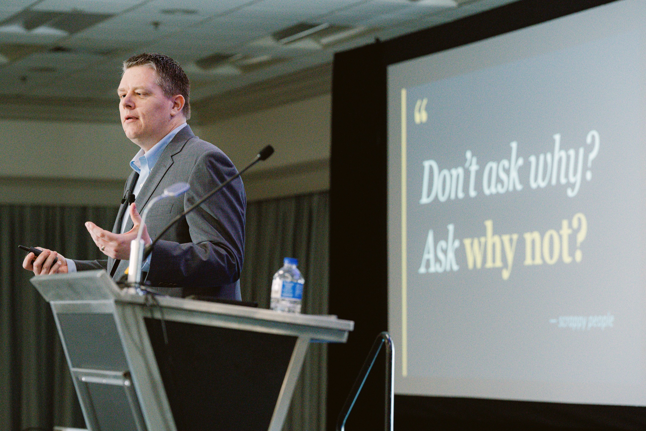 Stuart Butler challenging an audience to ask why not